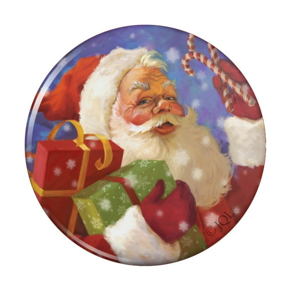 Christmas Holiday Santa Presents Candy Canes Pinback Button Pin