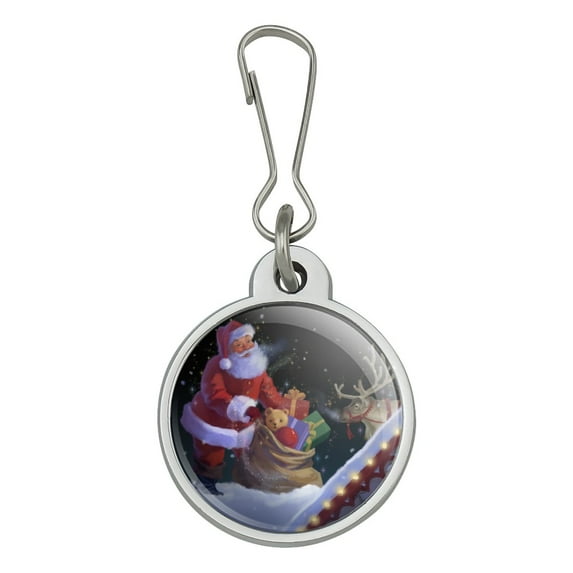 Christmas Holiday Santa Rooftop Magic Jacket Handbag Purse Luggage Backpack Zipper Pull Charm