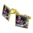 thumbnail image 1 of Christmas Holiday Santa Rooftop Magic Square Cufflink Set - Silver or Gold, 1 of 6