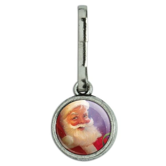 Christmas Holiday Santa Snow Flurries Antiqued Charm Clothes Purse Suitcase Backpack Zipper Pull Aid