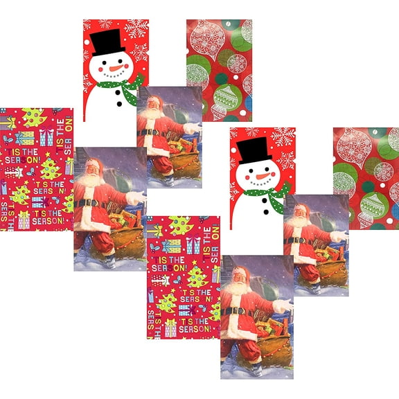 Christmas Holiday Santa Tree Ornament Medium & Large Gift Boxes (10 Gift Boxes Set)