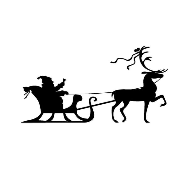 Christmas Holiday Santa’s Sleigh and Reindeer Vinyl Wall Art Decal - 20.8" x 40" Decoration Vinyl Sticker - Red