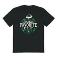 thumbnail image 1 of Christmas Holiday Santas Favorite Elf Graphic Black Men's Cotton T-Shirt, 1 of 1