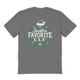 thumbnail image 1 of Christmas Holiday Santas Favorite Elf Graphic Charcoal Men's Cotton T-Shirt, 1 of 1