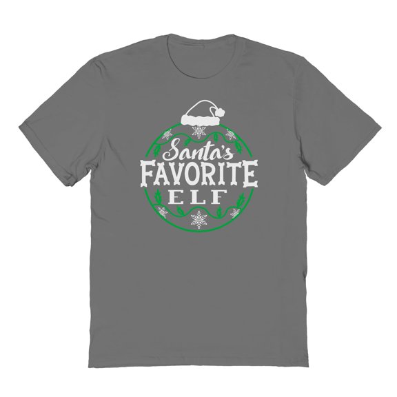 Christmas Holiday Santas Favorite Elf Graphic Charcoal Men's Cotton T-Shirt