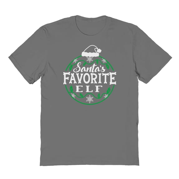 Christmas Holiday Santas Favorite Elf Graphic Charcoal Men's Cotton T-Shirt