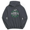 thumbnail image 1 of Christmas Holiday Santas Favorite Elf Graphic Dark Heather Grey Men's Cotton Pullover Hoodie, 1 of 1