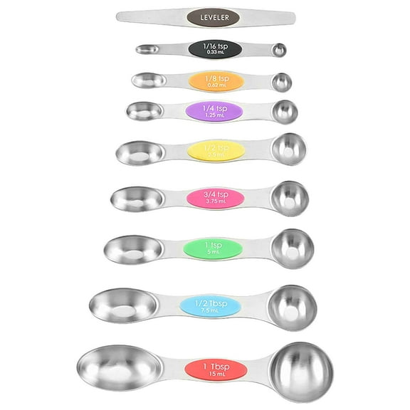 QTOCIO Kitchen Gadgets, Magnetic Measuring Spoons Set Double-headed Kitchen Spoon Stackable Teaspoon For Measuring Dry&Liquid Ingredients