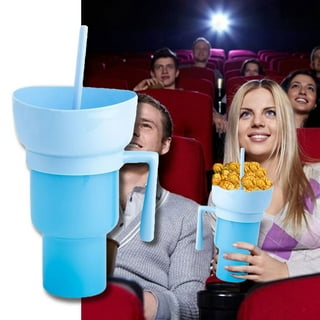 Snack and Drink Cup Set avec Paille Léger Creative Boisson Tasse Tasses  Cadeaux Regarder Film pour Adultes et Enfants Fête Bleu