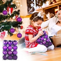 Christmas Holiday Savings 2024! QTOCIO Christmas Balls, 30mm Christmas Xmas Tree Ball Bauble Hanging Home Party Ornament Decor Purple 24PC