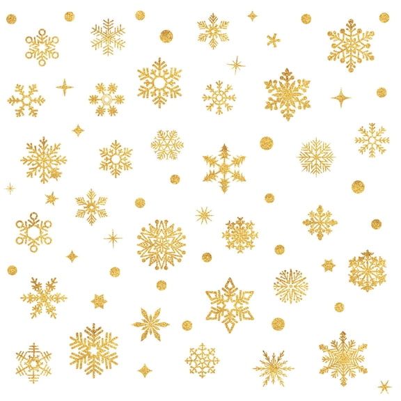 Christmas Holiday Savings 2024! QTOCIO Christmas Decorations, Christmas Gold Blue Snowflake Cling Wall Stickers Glass Window Decoration