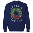 thumbnail image 1 of Christmas Holiday Seasons Eating Graphic Navy Men's Cotton Pullover Sweatshirt, 1 of 1
