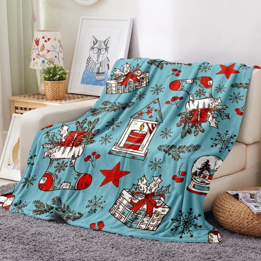 Christmas Holiday Sherpa Fleece Throw Blanket,Fuzzy Warm Super Soft