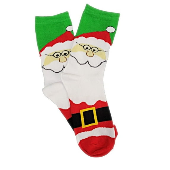 Christmas Holiday Socks (Adult Medium - Women's Shoe Sizes 5-10) Style: Santa Clause Face