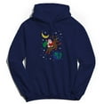 thumbnail image 1 of Christmas Holiday Space Santa Graphic Navy Men's Cotton Pullover Hoodie, 1 of 1