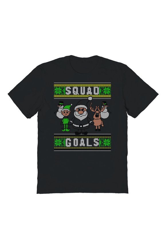 Christmas Holiday Squad Goals Xmas Graphic Black Men's Cotton T-Shirt
