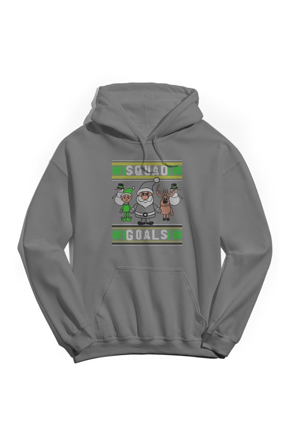 Christmas Holiday Squad Goals Xmas Graphic Charcoal Heather Men's Cotton Pullover Hoodie