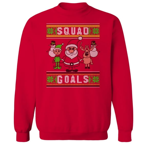 Christmas Holiday Squad Goals Xmas Graphic Red Men's Cotton Pullover Sweatshirt