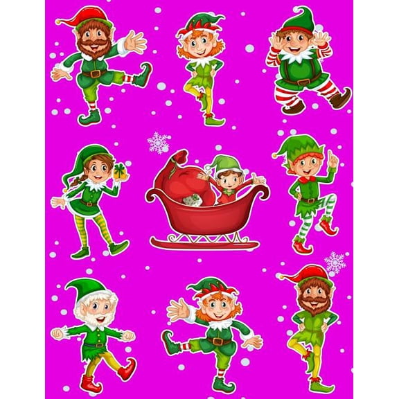 More Kool Kidz Christmas Holiday Sticker Album Dancing Elves: 100 Plus Pages For PERMANENT Sticker Collection, Activity Book For Boys a, Book 37, (Paperback)