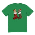 thumbnail image 1 of Christmas Holiday Stocking Kitties Graphic Turf Green Men's Cotton T-Shirt, 1 of 1