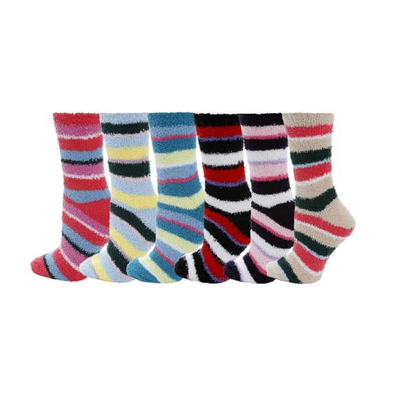 Christmas Holiday Super Soft Fuzzy Socks. Slipper Socks. Size: 9-11 (12 Pairs)