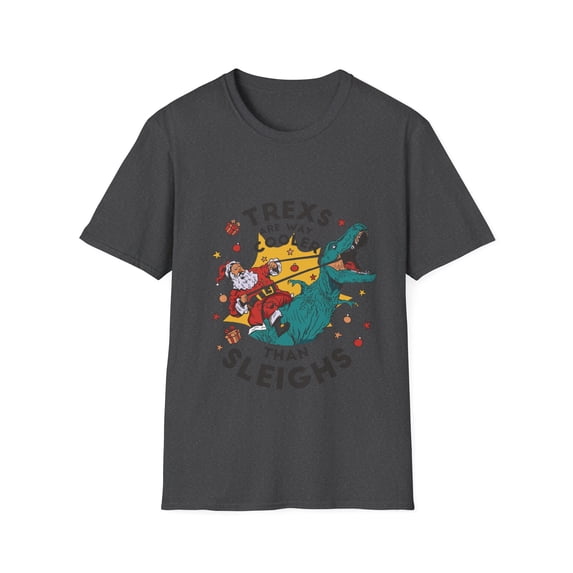Christmas Holiday T Rex Cool Sleigh Men Women Kids Tee