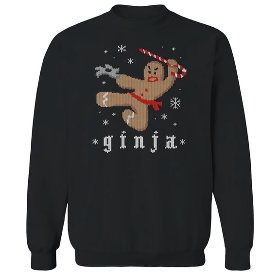 Christmas Holiday Takes Ginja Bread Graphic Black Men's Cotton Pullover Sweatshirt