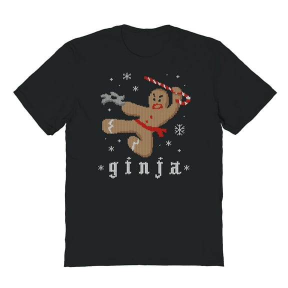Christmas Holiday Takes Ginja Bread Graphic Black Men's Cotton T-Shirt