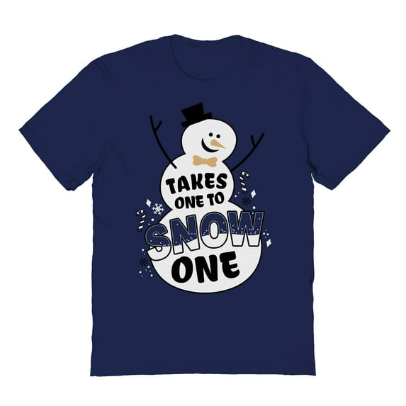 Christmas Holiday Takes One To Snow One Graphic Navy Men's Cotton T-Shirt