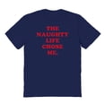 thumbnail image 1 of Christmas Holiday The Naughty Life Graphic Navy Men's Cotton T-Shirt, 1 of 1