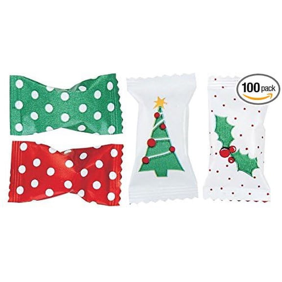 Christmas Holiday Themed Peppermints 100 Count Wrapped - Mint Candy