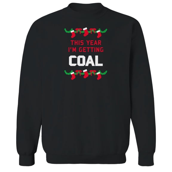 Christmas Holiday This Year Coal Graphic Black Men's Cotton Pullover Sweatshirt