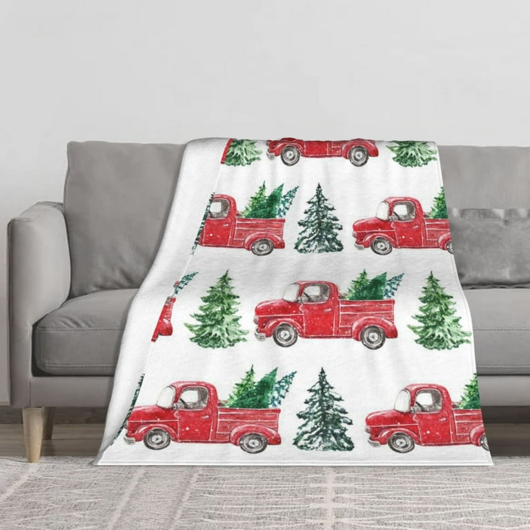 Red truck with christmas tree blanket sale