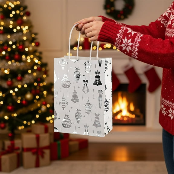 Christmas Holiday Tote Bags - 12pcs Snowflake Gift Bags, Perfect for Party Candy Packaging, Gift Wrapping & Festive Home Use