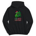 thumbnail image 1 of Christmas Holiday Trex Hates Xmas Graphic Black Men's Cotton Pullover Hoodie, 1 of 1