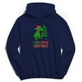 thumbnail image 1 of Christmas Holiday Trex Hates Xmas Graphic Navy Men's Cotton Pullover Hoodie, 1 of 1