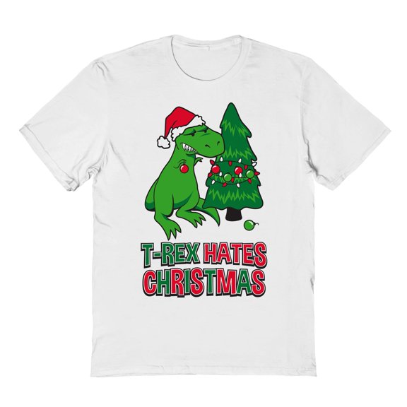 Christmas Holiday Trex Hates Xmas Graphic White Men's Cotton T-Shirt