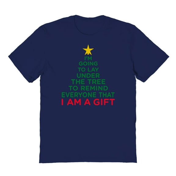 Christmas Holiday Under The Tree Graphic Navy Men's Cotton T-Shirt