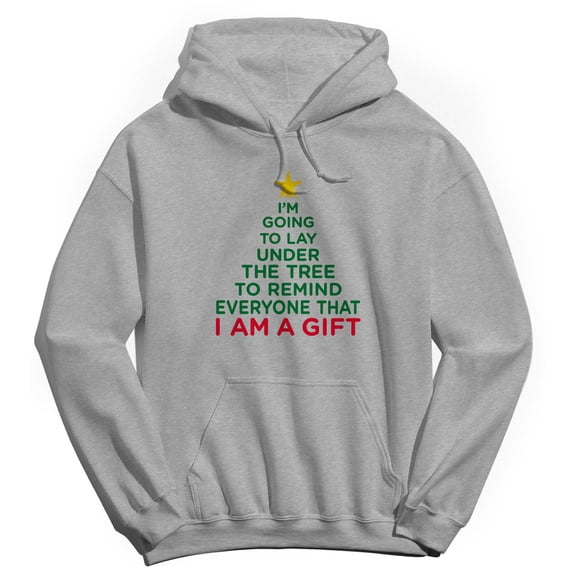 Christmas Holiday Under The Tree Graphic Sport Grey Men's Cotton Pullover Hoodie