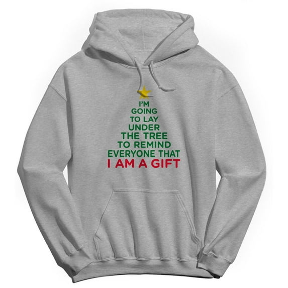 Christmas Holiday Under The Tree Graphic Sport Grey Men's Cotton Pullover Hoodie