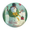 thumbnail image 1 of Christmas Holiday Welcome Friends Snowman Pinback Button Pin, 1 of 5