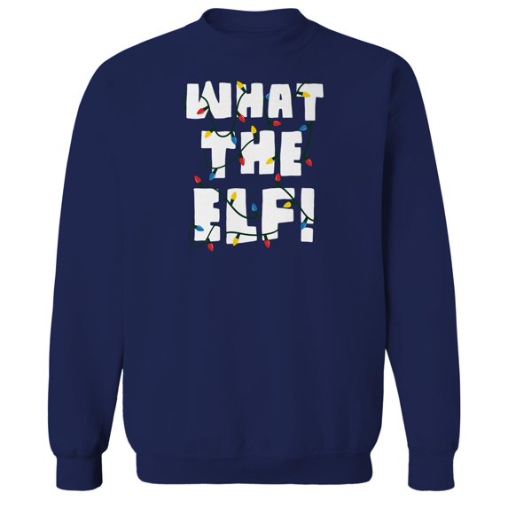 Christmas Holiday What The Elf Graphic Navy Men's Cotton Pullover Sweatshirt