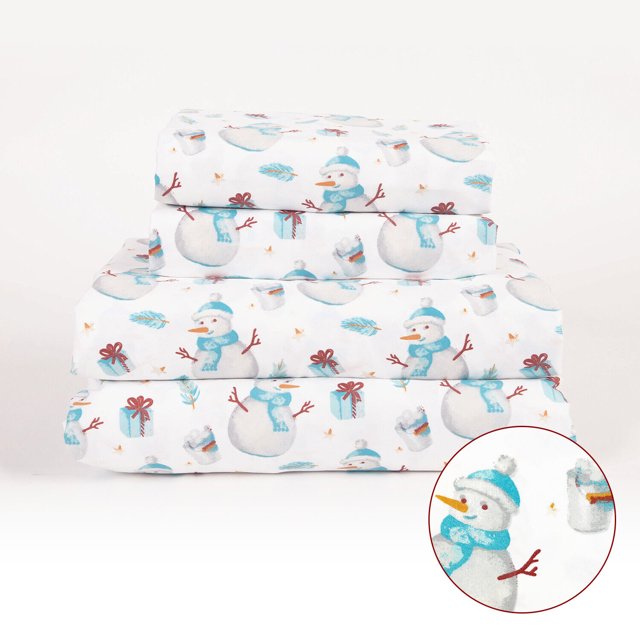 Christmas Holiday Winter Microfiber Deep Pocket Sheet Sets, Twin Full