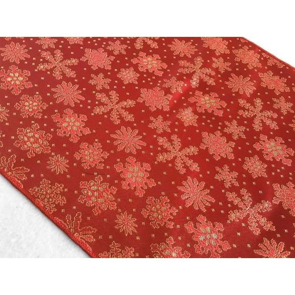 Christmas Holidays Brocade Collection In Glittery Snowflake Print Table Runner