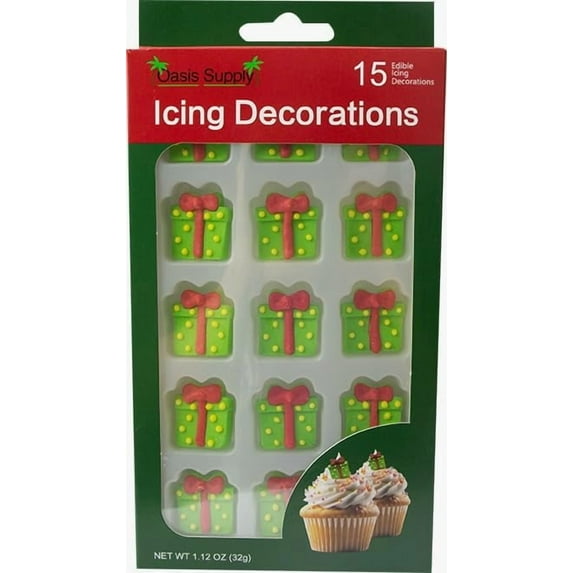 Christmas Holidays Edible Cake Decorations - Candy or Cupcake Topper - 15 Count Presents
