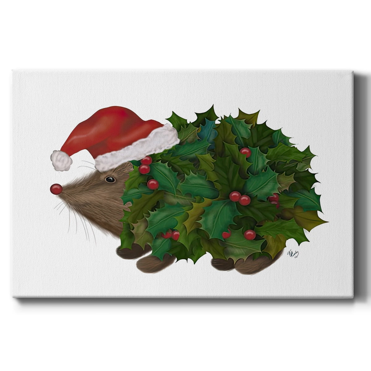 Christmas Holly Hedgehog- Gallery Wrapped Canvas
