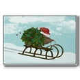 thumbnail image 1 of Christmas Holly Hedgehog Sledding - Framed Gallery Wrapped Holiday Canvas - 17 x 25 - White Frame, 1 of 8