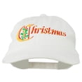 thumbnail image 1 of Christmas Holly Leaves Embroidered Washed Cap - White OSFM, 1 of 5