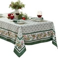 thumbnail image 1 of Christmas Holly Pinecone Border 60 x 102 Inch Rectangle Fabric Tablecloth, Holiday Hunter Green Border on White Background Fabric Table Cover for Dinner Party and Banquet, 1 of 8
