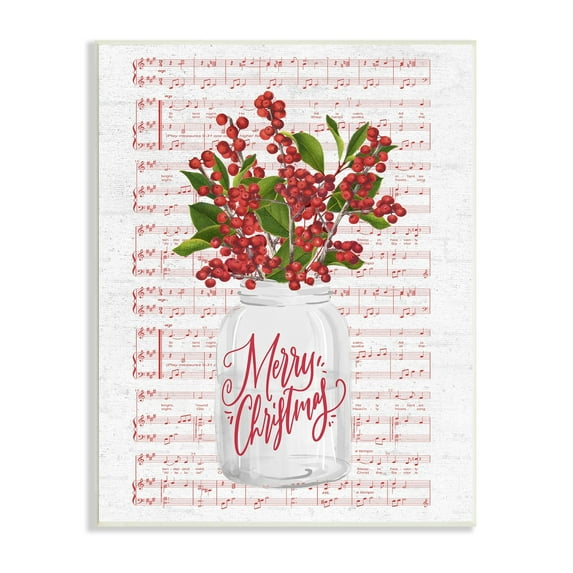 Christmas Holly Plant Music Sheet Notes Background Botanical & Floral Graphic Art Unframed Art Print Wall Art